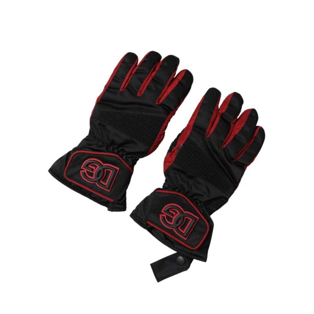 Dolce & Gabbana Black Red Nylon Wrist Length Mitten Men's Gloves